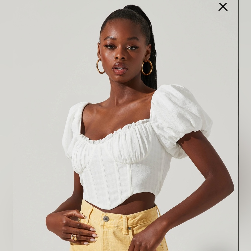 SWEETHEART BUSTIER PUFF SLEEVE TOP